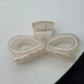 Jelly champagne bow hair claw clip for women's elegant updo styling minimalist look - Bow Claw Clip / Beige