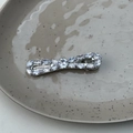 Fermaglio per capelli a fiocco argento con cristalli di zirconia marquise e rotondi - Stile Marquise Tondo Strass (D款)