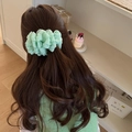 Pince à cheveux vert menthe pour femme en mousseline plissée semi-transparente - Vert