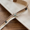 Detailed close-up of bohemian woven belt with turquoise star metal buckle and silver rivets - Metal Pentagram Woven Belt Style (C)