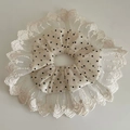 Coletero vintage de lunares con encaje blanco para coletas con estilo francés dulce - Blanco Roto