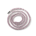 Detalle del collar tennis 4mm plateado con circonitas rosas de corte redondo brillante - Dainty-Largo / Rosa