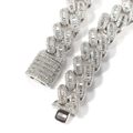 Iced-out 14mm square zircon Cuban link bracelet with heavy metal hip-hop styling - 16 Inches / Silver