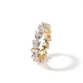 Men's hip hop gold ring with a single row of heart-shaped zircons in a prong setting - US 6 / Gold