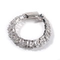 Silbernes Hip-Hop-Armband mit Zirkonia-Besatz und Federverschluss für Herren und Damen - 7inch / Silber