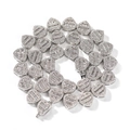 Macro detail of iced-out heart link chain necklace with sparkling cubic zirconia - 18 inch / Silver
