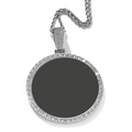 Custom silver hip hop circle photo pendant necklace with iced out border and rope chain - XL Round Photo (No Crown) + Rope Chain / Silver