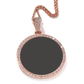 Customized rose gold hip hop photo pendant necklace with sparkling micro pave stones - XL Round Photo (No Crown) + Rope Chain / Rose Gold