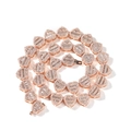 Rose gold heart link necklace with pave-set square zircons in a spiral layout - 18 inch / Rose Gold