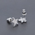Nahaufnahme von silbernen Stern-Ohrsteckern mit funkelndem Pavé-Zirkonia-Besatz für Damen - Ohrstecker / Silber Fünfzackiger Stern