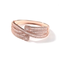 Crossed rose gold punk bracelet with micro-pave cubic zirconia and square geometric accents - Six-arm Bangle Style / Rose Gold
