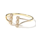Elegant gold-plated cuff bangle with rectangular zircon stones in a vintage punk style - Three-head Bangle Style / Gold