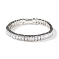 Bracciale tennis argento con pietre di zirconia rettangolari e chiusura a scomparsa - 7 pollici / Argento Zircone Bianco