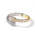 Hip-Hop zweifarbiger Armreif mit Baguette-Diamanten in Silber-Gold-Finish - Zweifarbig (Gold + Silber)