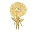 Vintage style gold plated angel cupid pendant necklace with curb chain for men women - Polished 3D Angel Pendant / 3mm x 24 Inch Cuban Chain