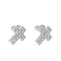 Silberne X-Ohrstecker mit einer vollständigen Pavé-Fassung aus glänzenden Zirkonia-Steinen - Ohrstecker / Silber Kreuz Zirkonia