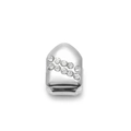 Macro detail of silver single tooth grill with dual rows of sparkling crystals - Silver Single Tooth Grill (10 Diamonds)