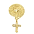 Hip hop gold plated stainless steel crucifix cross pendant necklace with sparkling zircons - Beveled Cross Pendant + Cuban Chain