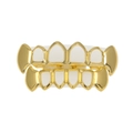 Ensemble de grillz de dents hip hop plaqué or poli avec barres de fixation en silicone - Ensemble Or (Crocs Ajourés)