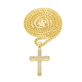 Luxury hip hop gold-plated cuban chain necklace with iced out zircon cross pendant - Micro Pave Cross Pendant + Cuban Chain