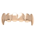 Gros plan de grillz hip hop plaqués or rose avec un design de dents de vampire - Dents Supérieures en Or Rose (Croc de Loup)