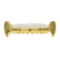 Vue détaillée du grillz hip-hop plaqué or 18 carats avec canines et barre en silicone - Dents Supérieures en Or (Crocs Pointus)