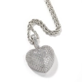 Hip hop hart hanger ketting met zirkonia stenen en zilveren gevlochten ketting - Hartstijl / 3mm 24 Inch Touwketting / Zilver