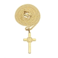 Gold plated stainless steel Saint Benedict cross medallion pendant on Cuban chain - Round Medal Cross Pendant + Cuban Chain