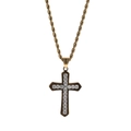 Iced out gold cross pendant necklace with rope chain for hip hop style fashion - Large Stone Cross Pendant + Rope Chain