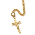 Hip hop gold plated stainless steel cross pendant necklace with a thick rope chain - Crucifix Pendant + Rope Chain