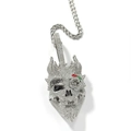 Hiphop schedelhanger met witte zirkonia, roosaccent en zilveren touwketting voor heren - Schedel Stijl / 3mm 24 Inch Touwketting / Zilver