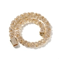 Luxurious 15mm gold-plated hip hop Cuban chain with sparkling pave-set zircons - Gold