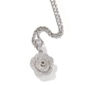Hip hop rozenhanger ketting met witte zirkonia en gedraaide touwketting in zilver - Zilver Roos Stijl / 3mm 24 Inch Touwketting / Zilver