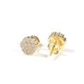 925 silver stud earrings with gold plating and paved sparkling round cluster crystals - Hexagon Style / Gold