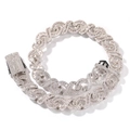 Icy silver infinity link hip hop necklace with sparkling pave cubic zirconia crystals - Bracelet ai-Medium / Silver