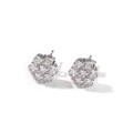 925 silver flower stud earrings with brilliant clusters and push-back butterfly closure - 7-Stone Flower Cluster Style / Silver