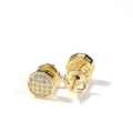 Octagon screw back stud earrings in gold finish with micro-paved white zircon stones - Decagon Style / Gold
