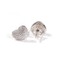 925 silver heart stud earrings with pave zircon and secure screw-back design - Domed Heart Style / Silver