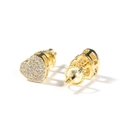 Sparkling gold heart stud earrings with pave-set crystals and secure screw-back closures - Heart Style / Gold