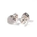 Sparkling S925 silver heart stud earrings with secure screw-back design and pave-set zircons - Heart Style / Silver