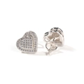 925 silver heart stud earrings with pavé-set cubic zirconia and screw back design - Double Layer Heart Style / Silver