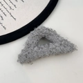 Chic grey fuzzy faux fur triangle hair claw clip for elegant autumn winter hairstyles - Large Triangle Claw Clip
