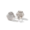 Hip hop style 925 silver hexagonal stud earrings with sparkling micro-pave cubic zirconia - Hexagon Style / Silver