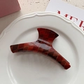 Retro British style red plaid shark hair claw clip in a decorative ceramic plate - Hanger Style
