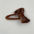Detailed view of the dark brown velvet bow hair clip with a vintage corduroy texture - Coffee Bow BB Clip