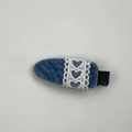 Barrette à cheveux rétro en denim bleu avec bordure en dentelle blanche en cœur - Pince à Cheveux Bleue