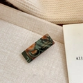 Elegant emerald marble acetate duckbill clip with gold France Handmade lettering - Square Hair Clip