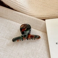 Elegant tortoiseshell acetate hair clip with dark green and brown marble patterns - Small Rectangular Claw Clip