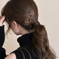 Pinza de pelo de felpa con estampado de leopardo marrón para peinados de otoño invierno - Clip BB Tejido de Gota