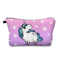 Detail of unicorn digital print toiletry bag with smooth zipper closure on pink sky canvas - Pink Starry Unicorn (hzb740)